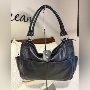 Gently Used Franklin Covey Elegant Black Leather Handbag